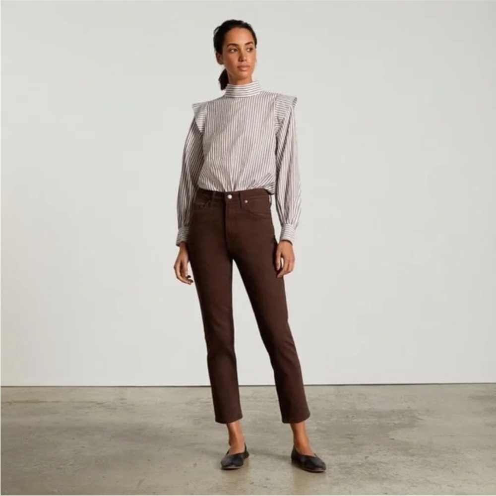 Women's High-Rise Straight Jeans in Dark Brown